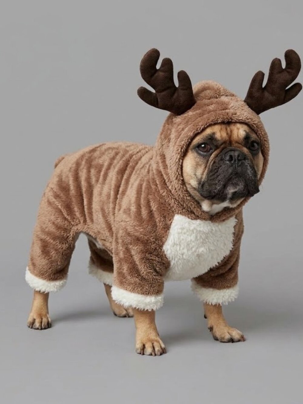 Brown Reindeer Dog Costume with Antlers